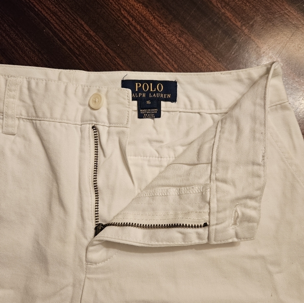 Polo Ralph Lauren Shorts Big Boys Cotton Shorts 9 In Inseam WHITE Sz 16 EUC - Picture 6 of 13